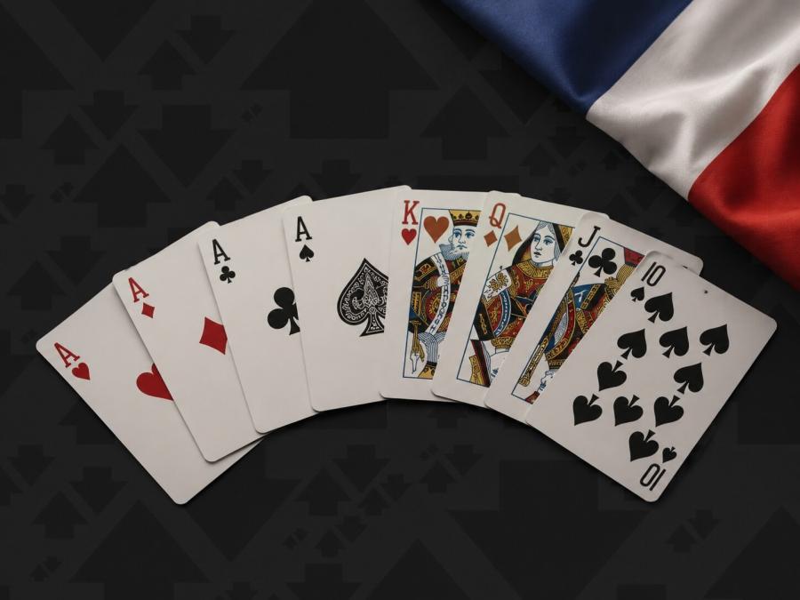 Mazzo di carte francesi su tavolo da gioco.jpg